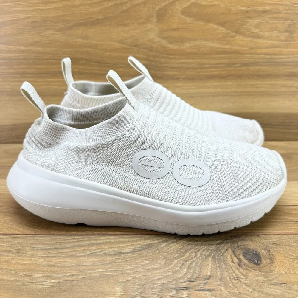 Oofos Oomy Zen Slip On Shoes Womens 8 EU 39 Chalk White Knit Recovery Sneakers
